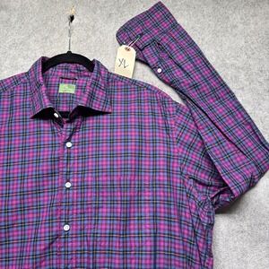 Sid Mashburn Plaid Shirt Men's‎ XL Purple Pink Button Down Smart Casual Preppy